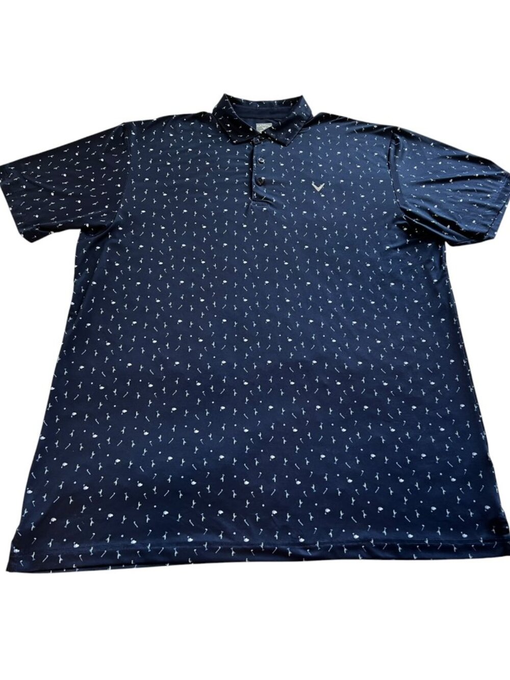 Callaway Golf Men's XLT Polo Shirt Opti-Dri Navy Blue Martini Glasses Golf Clubs